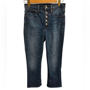 Gap Denim HR Crop Boot Medium Indigo Button Fly Raw Hem Vintage Sz 2/26